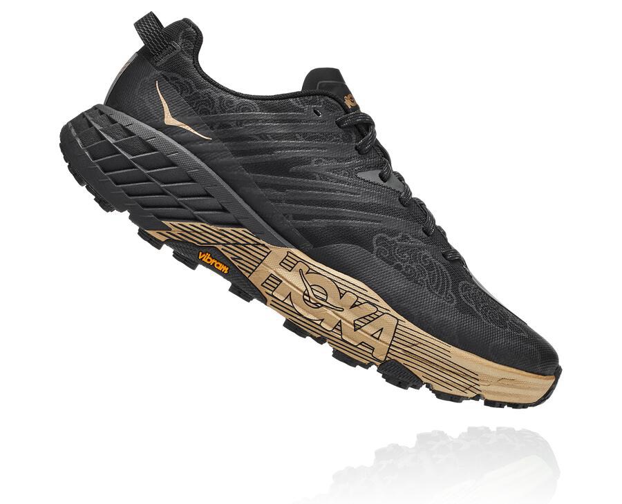 Hoka One One Trainers Mens Black/Gold - Speedgoat 4 CNY - 57321ASIU